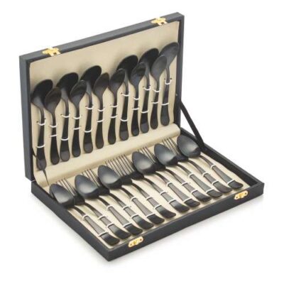 24pcs Matt Black Cutlery Set